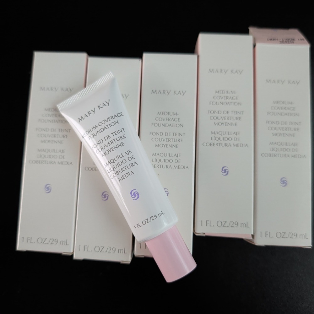 Lot of 5 Mary Kay Medium Coverage Foundation Ivory 100 1oz Liquid Makeup 355200